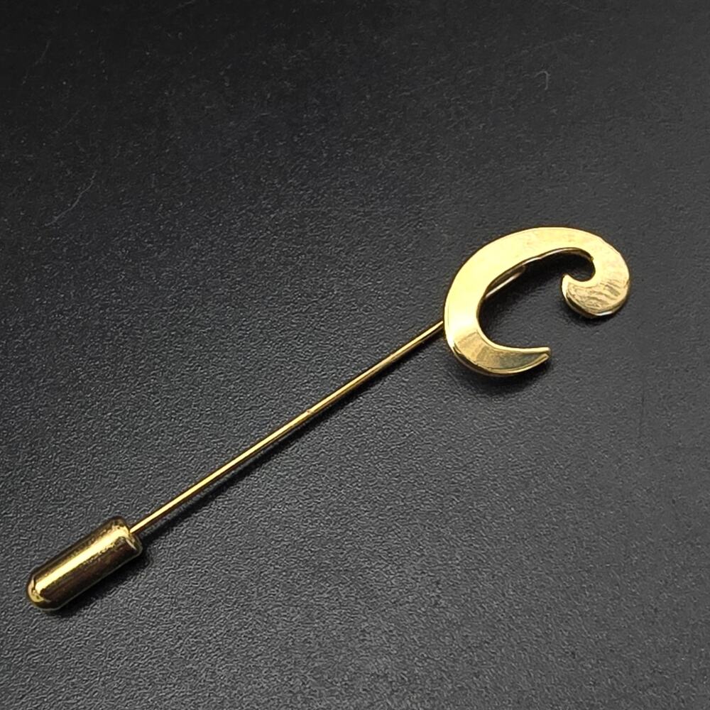 Gold Tone Letter C Stick Pin Hat Pin Initial Monogram Vintage Classic Timeless